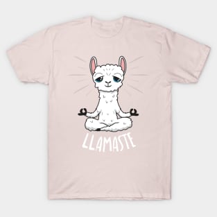 Llamaste - Yoga Llama - white design T-Shirt